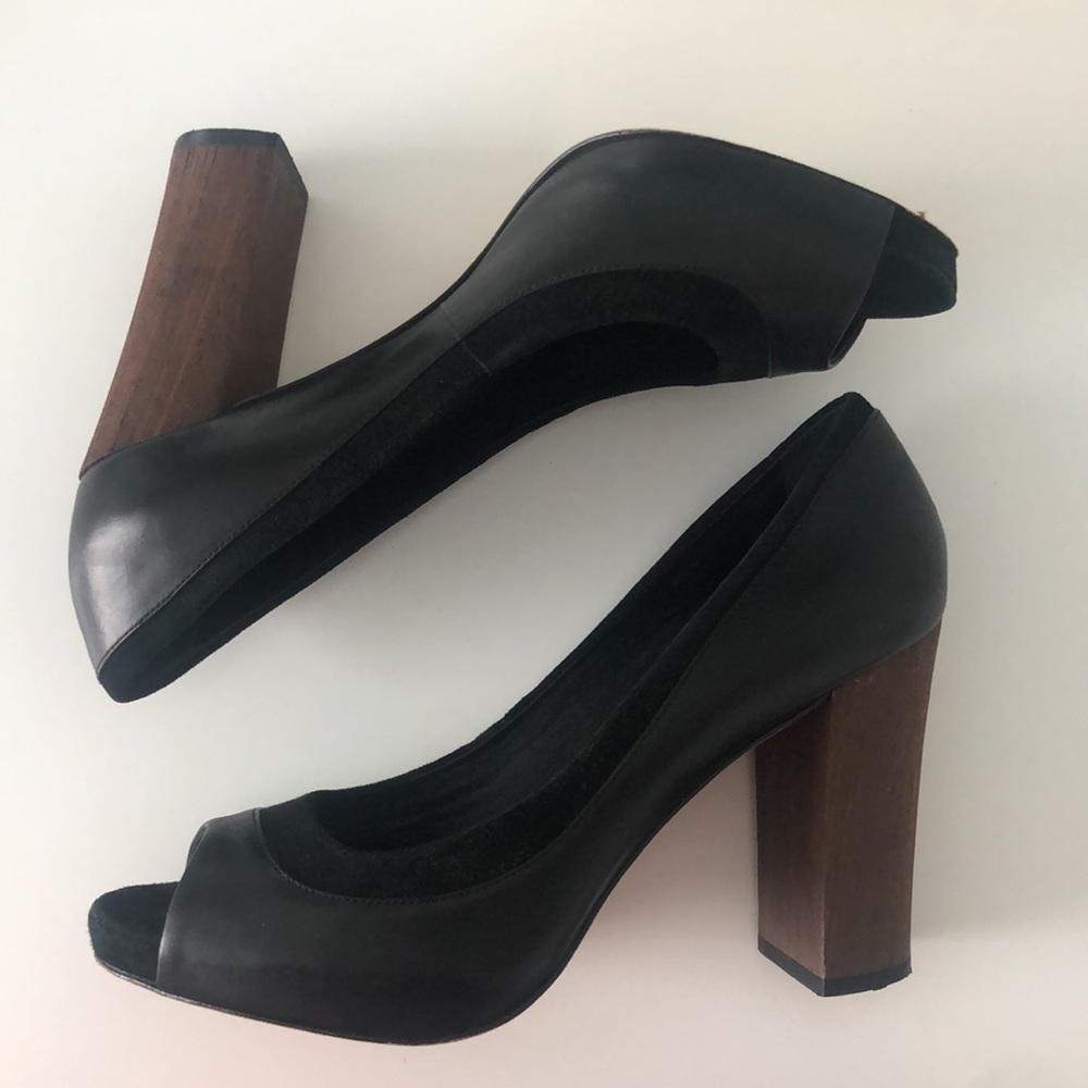 BR black peekaboo heels